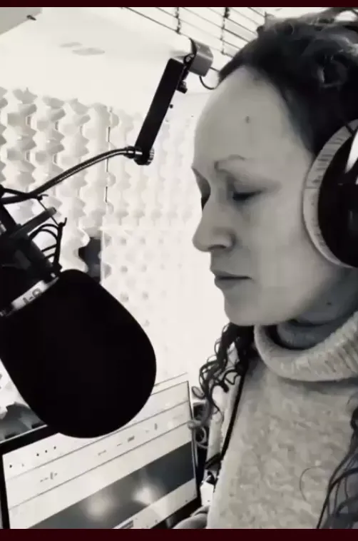 Stephanie Stephan recording in her home studio